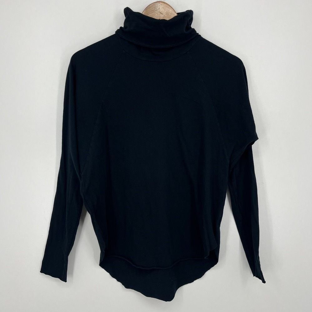 NSF Turtle Neck Long Sleeve‎ Shirt Women's Petite Black Solid Made In USA Cotton
